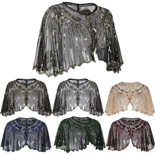 Elegant Fashion Women Sequin Hollow Shawl Bolero Evening Cape Banquet Shrug Short Coat Accessories Coat Princess Tops Outwear
