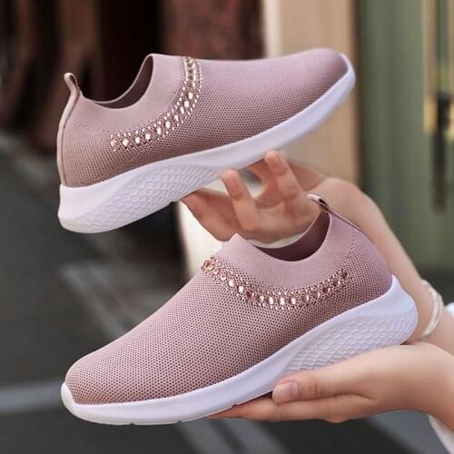 2021 Woman Vulcanize Shoes Sneakes White Casual Shoes Fashion Sneakers Ladies Slip-On Sock Shoes Summer Trainers Basket Femme