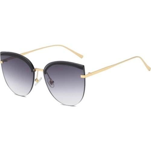High Quality Oversized Gradient Metal Women Rimless Sunglasses Cat Eye Glasses for Ladies