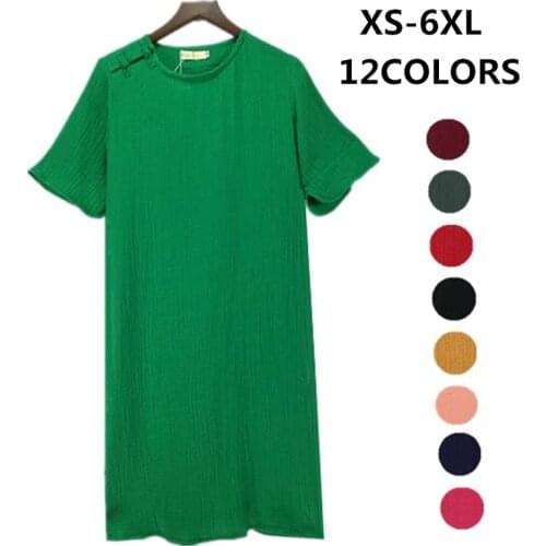 2020 New Spring Summer dress,women cotton linen dress,large size XS-5XL 6XL Vintage dresses black white red brown blue green