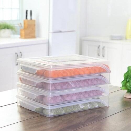 1 Pc Dumpling Tray Plastic Single Layer Sealed Food Container Storage Box Refrigerator Crisper Fridge Freezer Food Fresh Keeping