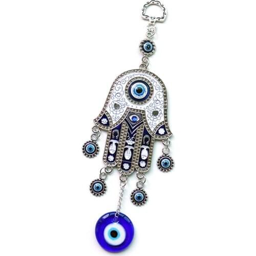 1PC Turkish Blue Eyes Jewelry Hand of Fatima Alloy Pendant Demon Eye Wall Hanging Home Decorations