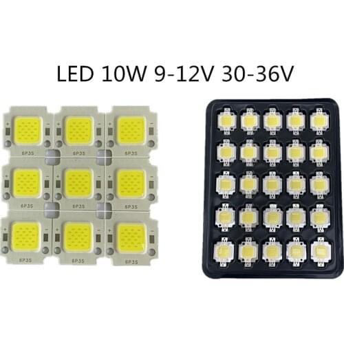 100PCS LED COB 10W chip Integrated High power 10W 9-12V 900LM 30V LED Beads light blubs White warm white cold for flood light