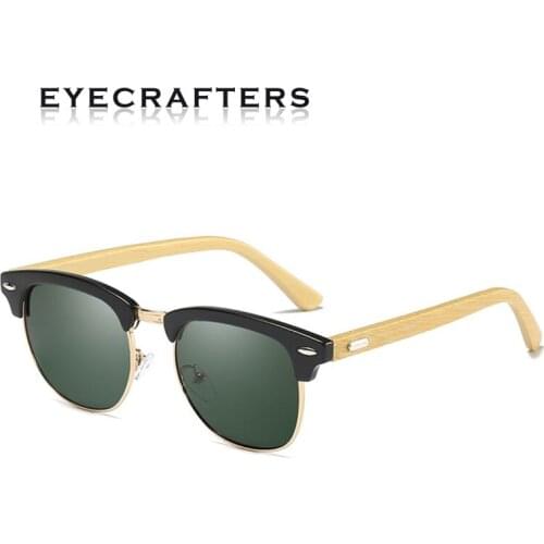 2020 100% Natural Wooden Polarized Retro Designer Classic Half Frame Semi-Rimless Mens Womens Fashion Sunglasses Eyewear 3016