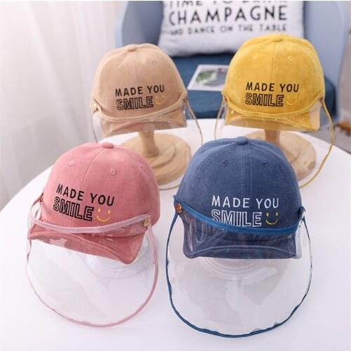 Outdoor Baseball Hat For Kids Hats Girls Boys Children Anti-spitting Protective Hats With Face Shiled Letter Peaked Cap Baby