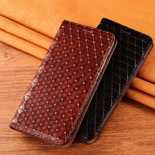 Rhombus Veins Genuine Leather Case Cover for OPPO A5 A3S AX5 A7 A7X A5S A9 A91 A8 Wallet Flip Cover