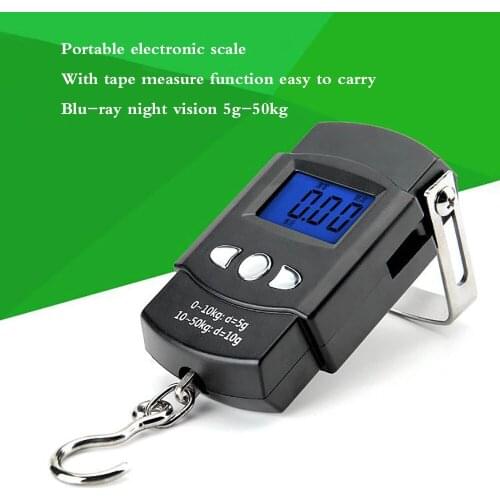 Digital Fishing Scale Portable Electronic Hanging Hook Scale With Measuring Tape And Backlight LCD Display To Weigh Fish Luggage