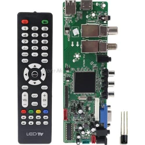 DVB-S2 DVB-T2 DVB-C Digital Signal ATV Maple Driver LCD Remote Control Board Module Launcher Dual USB Media QT526C V1.1 T. S5
