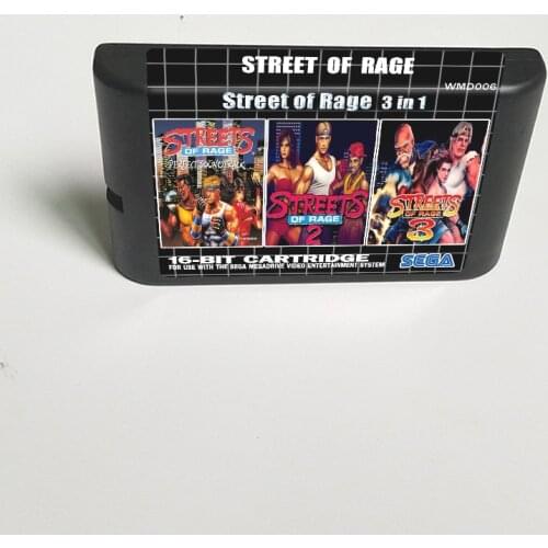 Street of Rage 3 in 1 (Street of Rage 1 2 3) - 16 Bit MD Game Card for Sega Megadrive Genesis Video Game Console Cartridge
