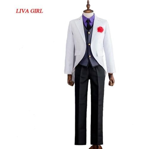 LOL Cosplay Costume EZ The Prodigal Explorer Debonair Ezreal Cosplay Mens Formal Suit Halloween Costume Cosplay Party Role Play