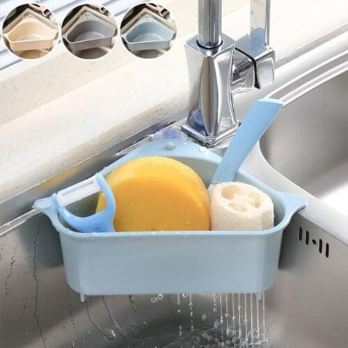 Kitchen Triangular Sink Strainer Drain Vegetable Fruite Drainer Basket Suction Cup Sponge Holder Storage Rack Sink Filter Shelf