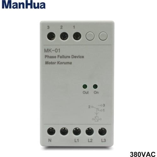 Manhua 3 Phase and neutral 230VAC, protect motor from phase failure and voltage unbalance MK-01 Phase Failure Device