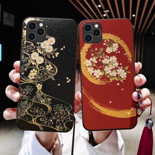 Elegent 3D Emboss Phone Case for iPhone X XS XR 11 12 Pro Max Soft Back Cover for iPhone 6 7 8Plus Tassel Capa cases for Samsung