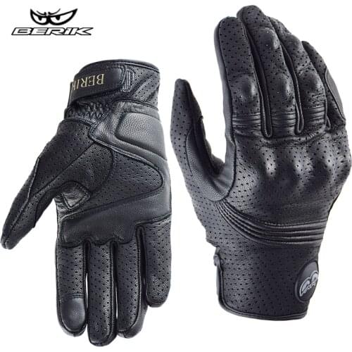BERIK Motorcycle Men Gloves Leather Summer Touch Screen Glove Motorcyclist Motorbike Racing Gloves Guantes Luvas Full Finger