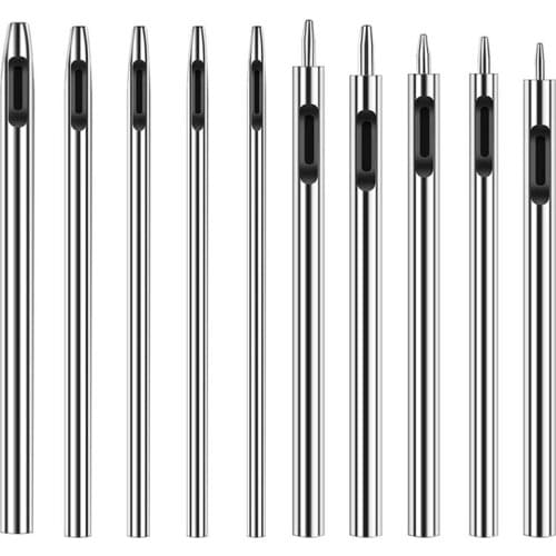 LMDZ 10 Pcs Leather Hole Punch Cutter 0.5mm-3.5mm Hollow Punch Set for Leather Crafting Round Hollow Tools for Watch Bands Belts