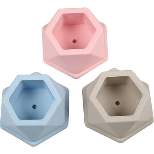 New Silicone Mold Big Size Hexagons Concrete Fleshy Flower Pot Candlestick Mold Ceramic Clay Handmade 3D DIY Crafts Ceramic Mold