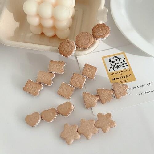 New Trendy Sweets Cookies Designs Hair Clips Adorable Cute Biscuits Pattern Claw Clip For Women Girls Kawaii Funny Hairpin