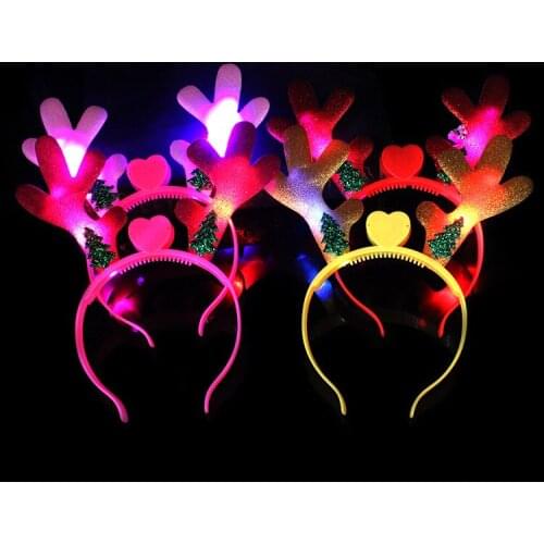New glow FLASHING brithday gift Halloween glitter Christmas antlers hairband holiday party props sequined antlers dragon horn