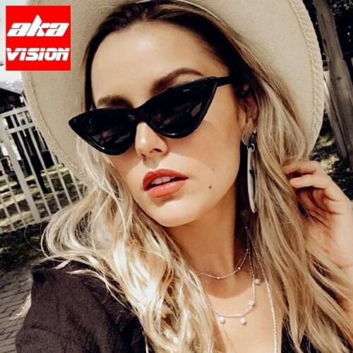 AKA VISION Vintage Cateye Sunglasses Women 2021 Luxury Brand Eyeglasses Woman Retro Glasses For Women/Men Small Oculos Feminino