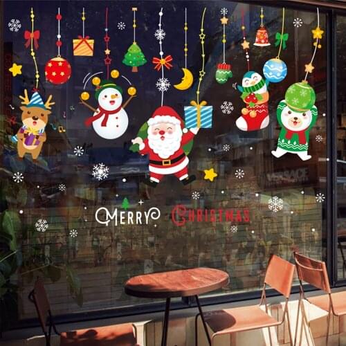 DIY Christmas Window Sticker Pattern Noel Gifts Christmas Decorations for Home Ornaments Navidad Decor 2021 New Year