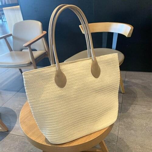 Casual Rattan Large Capacity Tote Women Handbags Designer Straw Shoulder Bags Wicker Weave Summer Beach Big Purses Bali Sac 2021