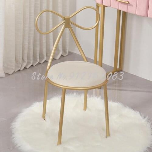 Nordic ins net red dressing chair makeup stool simple girl cute bedroom desk backrest bow nail nail chair