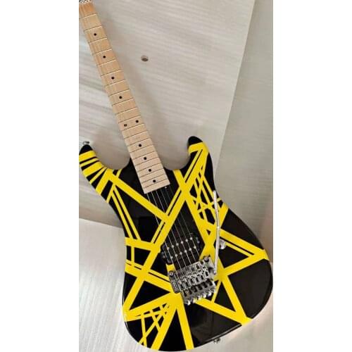 Tremolo de guitarra eléctrica, raya blanca, rojo, tuerca de bloqueo, cuello de arce y diapasón