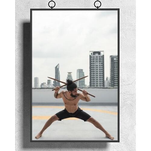 Bodybuilding Kung Fu Practice 1 Wall Sticker Silk Fabric Poster Art Indoor Decor Bright