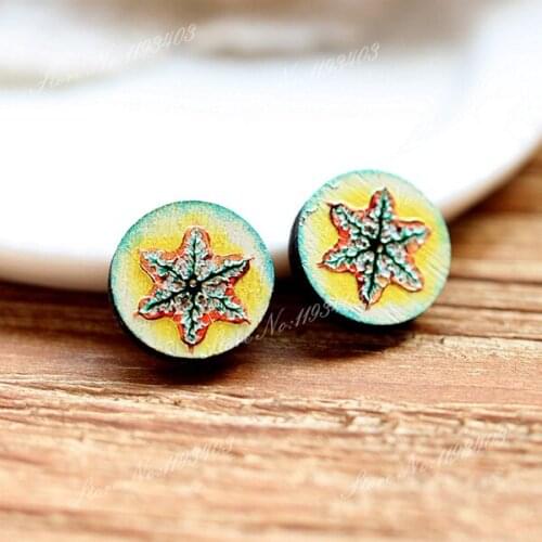 Unique 3D Embossed 16mm Round Coloured Drawing pattern Laser Cut wood Cabochon DIY for Rings, Earring,Brooch,Necklace