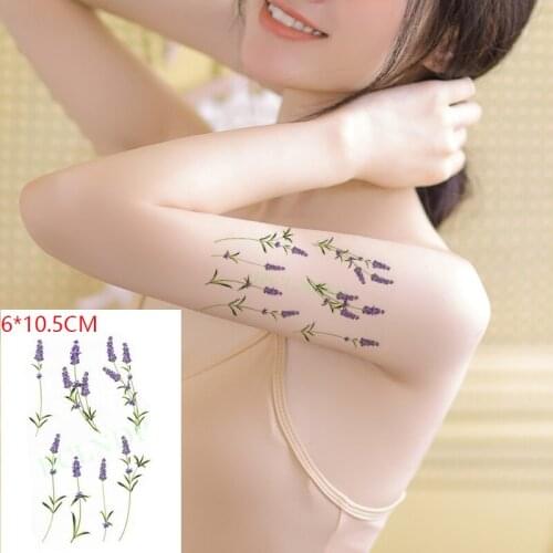 Waterproof Temporary Tattoo Sticker Lavender Flowers Purple Sexy Body Art Flash Tattoo Fake Tattoo for Women Men