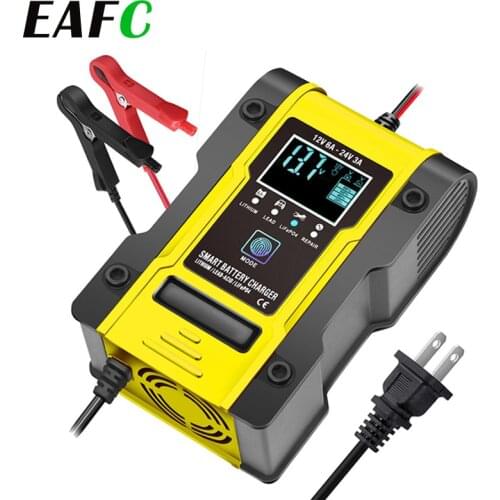 12V 6A/24V 3A Car Battery Charger 7-stage Automatic Charging Smart Chargers Multiple protection Charging Systems for Automobiles