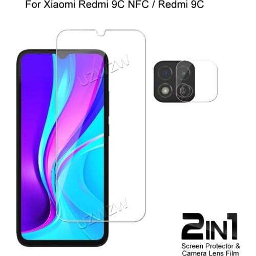 2 in 1 For Xiaomi Redmi 9C NFC / 9C Camera Lens Film & Screen Protector Guard Protective HD Tempered Glass Explosion Proof