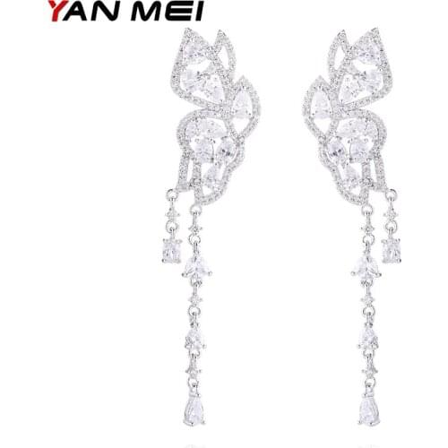 YANMEI Hollow Symmetry Butterfly Dangle Earrings For Women Cublic Zircon Animal Earring Elegant Fashion Jewelry YME8060