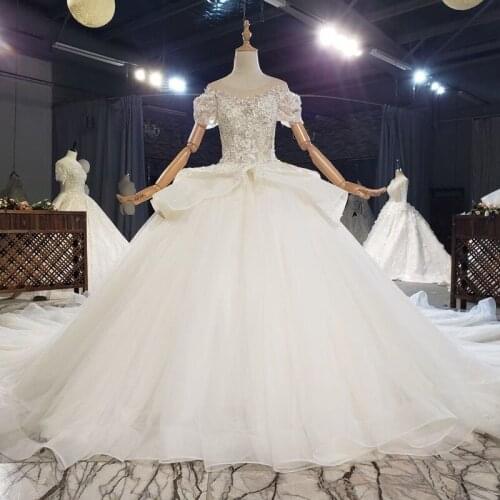 Amazing Mariage Robe De Mariee 2021 Short Sleeves Heavy Beading Wedding Dress Custom Made Luxury Bridal Dresses