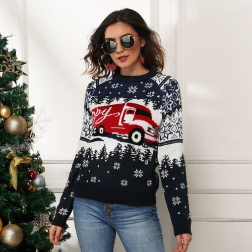 Winter Christmas Female Fashion Snowflake Sweaters for Women O Neck Knitted Pullover Jumpers Ladies Oversized Loose Sweater Top
