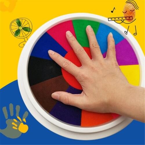 24cm Funny 24 Colors Ink Pad Stamp DIY Finger Painting Craft Cardmaking For Kids 63HE