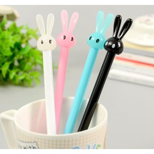 48pcs/lot cute cartoon creative stationery black ink 0.38mm animal rabbit fresh Kawai candy color gel pen unisex pen