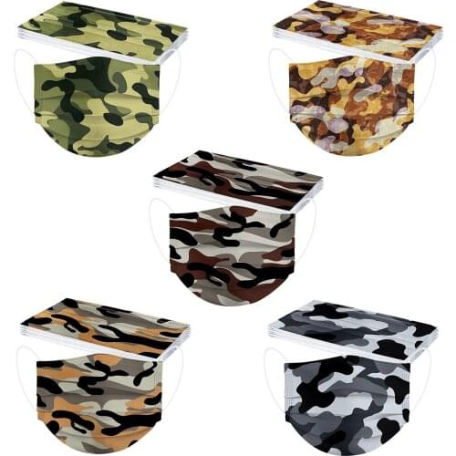 50 Pack Adult Disposable Mask Camouflage Masque Anti-pollution Fabric 3 Layer Halloween Mask Cosplay Mascarillas Desechables