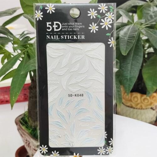 5D Stickers for Nails Ballet Ribbon Leaf Summer Nail Art Decorations Stereoscopic Sticker Accessories Anaglyph Effect Design