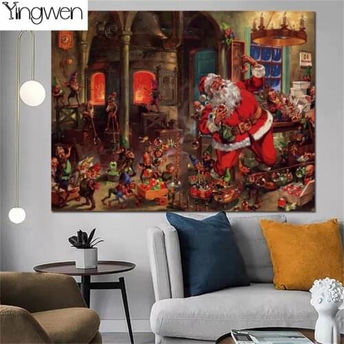 DIY Diamond Art Painting Santa Claus And Christmas Elf Cross Stitch Handmade Full Diamond Embroidery Portrait Mosaic Home Decor