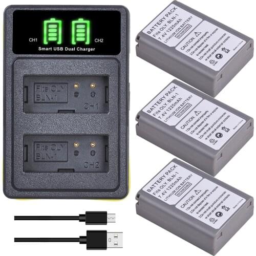BLN-1 BLN1 BCN-1 Battery + Charger with Type-C for Olympus OM-D E-M1, OM-D E-M5, PEN E-P5, OM-D E-M5 II, PEN F