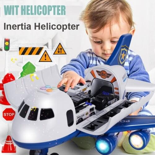 Large Inertia Passenger Helicopter Simulation Alloy Aircraft with Light Music Storage Car Toys Engineering/Vehicle Toys