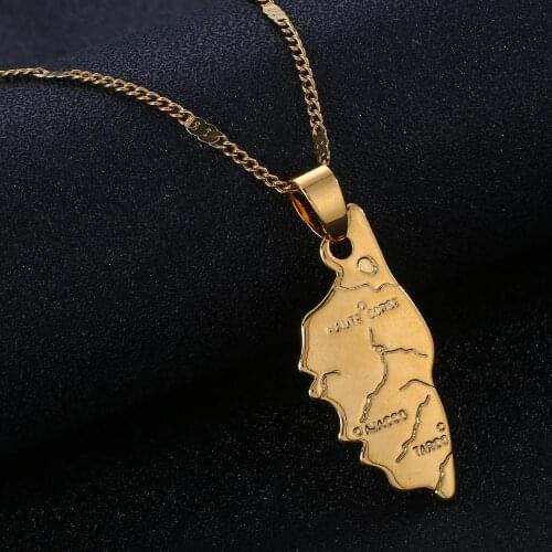 Gold Color Haute Corse Map Pendant Necklace Corsica La Corse Country France Map Chain Jewelry