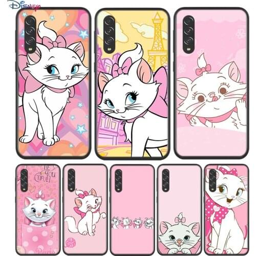 Black Soft Cartoon Pink Marie Cat For Samsung Galaxy A90 A80 A70 A70S A60 A50 A40 A30 A30S A20S A20E A10 A10E Phone Case