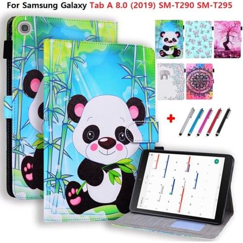 For Samsung Galaxy Tab A 8 2019 Case SM-T290 T295 Flower Painted Cover Funda for Samsung Tab A 8 2019 T290 Tablet Shell +Pen