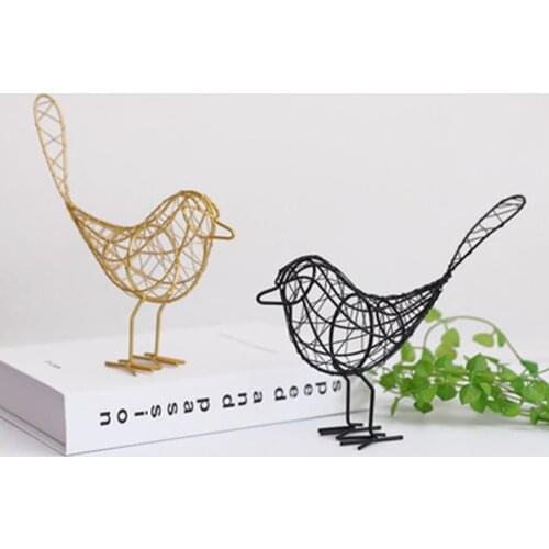 Iron Bird Figurines Nordic Abstract Statue Miniatures Animal Home Decoration Accessories Interior Living Room Desk Decor