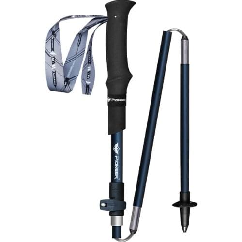 Pioneer 2 Pcs Carbon And Aluminum Alloy Walking Sticks With Quick Lock 5 Sections Ultralight Portable For Trail Running Outdoor