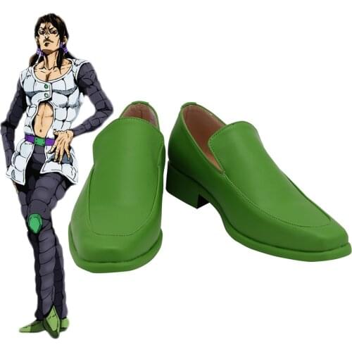 JOJO Illuso Green Shoes Cosplay JoJos Bizarre Adventure Illuso Cosplay Boots Leather Shoes Custom Made
