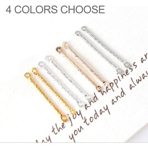200pcs 20 25 30mm KC Gold Silver Flower Double Hole Links Thin Stick Strip Connectors Charms for Bracelet Earring Jewelry Making