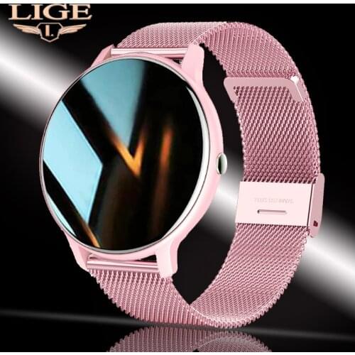 LIGE 2021 New Smart Watch Women Heart Rate Blood Pressure Information Reminder Sport Fitness Full Touch Screen Ladies Smartwatch